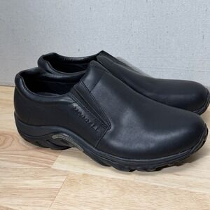 Merrell Jungle Moc Black Leather Slip On Shoes Mens 10.5 Comfort Casual
